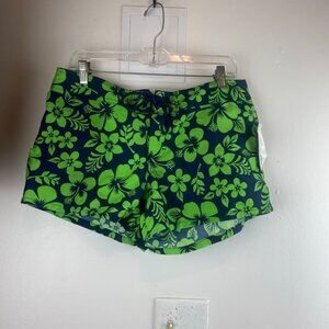 Vintage NWT Miken Green Hawaiian Print Boardshorts Swim Shorts Size XL